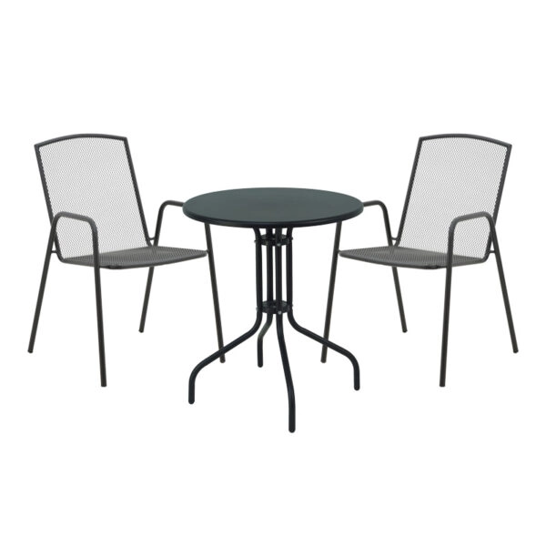 Τραπεζαρία Vergo-Pomedon  σετ 3τεμ μέταλλο σε μαύρη απόχρωση