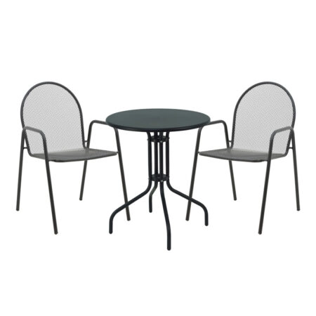 Τραπεζαρία Vergo-Tarete σετ 3τεμ μέταλλο σε μαύρη απόχρωση