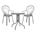 Τραπεζαρία Watson-Monasty  σετ 3τεμ μέταλλο σε μαύρη απόχρωση