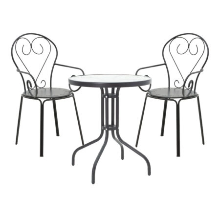 Τραπεζαρία Watson-Monasty σετ 3τεμ μέταλλο σε μαύρη απόχρωση