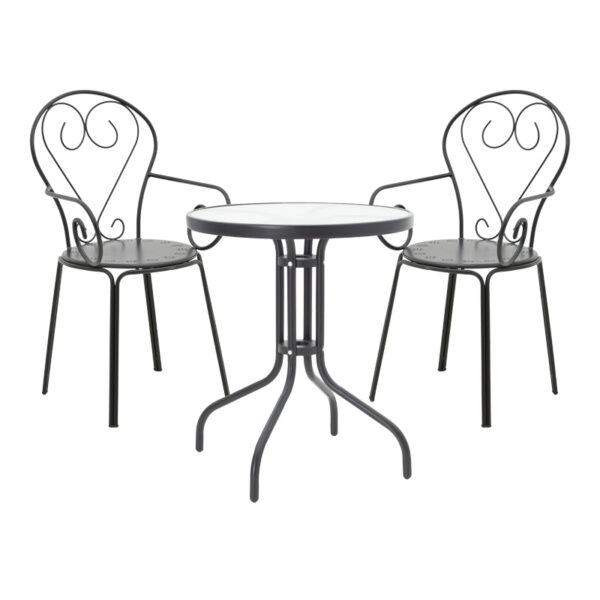 Τραπεζαρία Watson-Monasty  σετ 3τεμ μέταλλο σε μαύρη απόχρωση