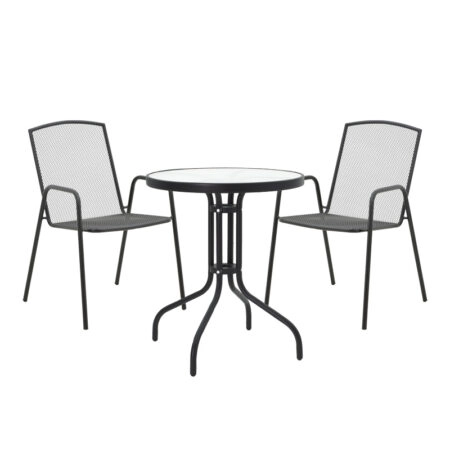 Τραπεζαρία Watson-Pomedon  σετ 3τεμ μέταλλο σε μαύρη απόχρωση