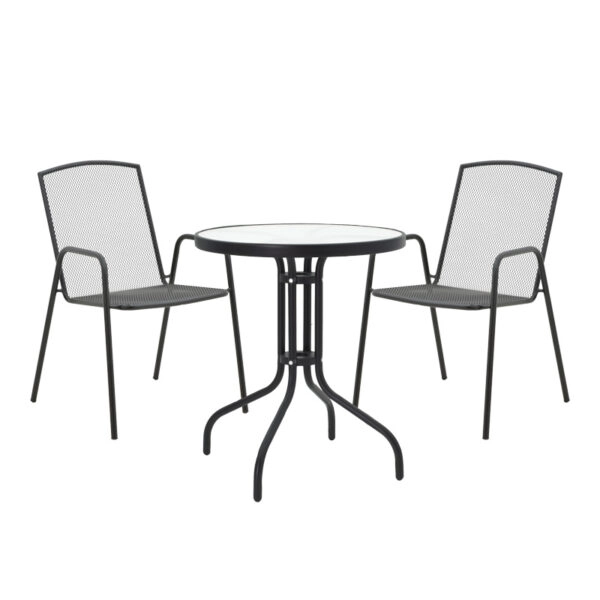 Τραπεζαρία Watson-Pomedon  σετ 3τεμ μέταλλο σε μαύρη απόχρωση