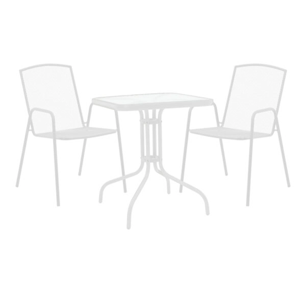 Τραπεζαρία Watson-Pomedon  σετ 3τεμ μέταλλο σε λευκή απόχρωση 70x70x70εκ