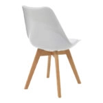 Τραπεζαρία Elijah-Gaston  σετ 3τεμ pp-pu σε λευκή απόχρωση με φυσικό πόδι Φ60x74εκ