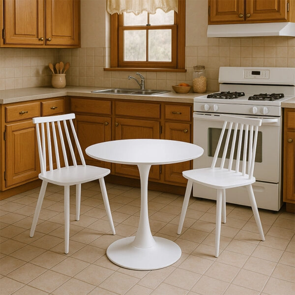 Τραπεζαρία Elijah-Aurora I  σετ 3τεμ pp σε λευκή απόχρωση Φ60x74εκ