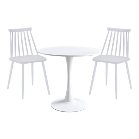 Τραπεζαρία Elijah-Aurora I  σετ 3τεμ pp σε λευκή απόχρωση Φ60x74εκ