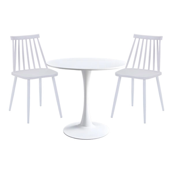 Τραπεζαρία Elijah-Aurora I  σετ 3τεμ pp σε λευκή απόχρωση Φ60x74εκ