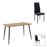 Τραπεζαρία Cuba-Parker  σετ 5τεμ mdf σε sonoma-μαύρη απόχρωση 120x70x76cm