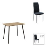 Τραπεζαρία Cuba-Parker  σετ 3τεμ mdf σε sonoma-μαύρη απόχρωση 70x70x75cm