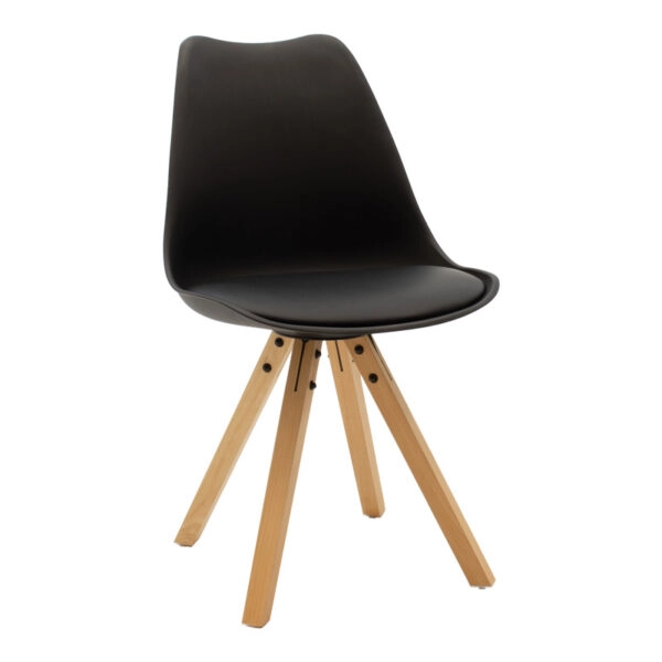 Τραπεζαρία Natali-Caron σετ 3τεμ mdf σε μαύρη-φυσική απόχρωση 80x80x76εκ