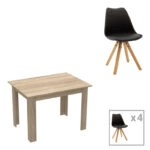 Τραπεζαρία Manka-Caron  σετ 5τεμ σε sonoma-μαύρη απόχρωση 110x80x77εκ