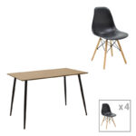 Τραπεζαρία Cuba-Julita  σετ 5τεμ MDF sonoma-μαύρο-φυσικό 120x70x76εκ
