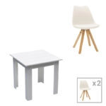 Τραπεζαρία Manka Ι-Caron  σετ 3τεμ σε λευκή απόχρωση 80x80x77εκ