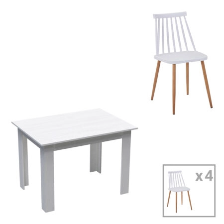 Τραπεζαρία Manka-Aurora I  σετ 5τεμ σε λευκή απόχρωση 110x80x77εκ