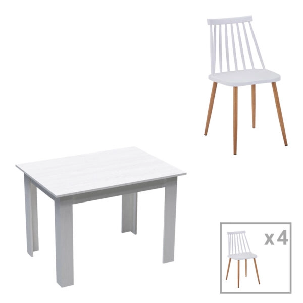 Τραπεζαρία Manka-Aurora I σετ 5τεμ σε λευκή απόχρωση 110x80x77εκ