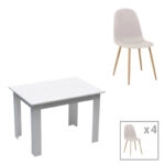 Τραπεζαρία Bella-Manka σετ 5τεμ σε λευκή απόχρωση 110x80x77εκ