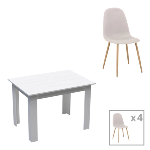 Τραπεζαρία Bella-Manka σετ 5τεμ σε λευκή απόχρωση 110x80x77εκ