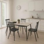 Τραπεζαρία Aurora I-Gustas  σετ 5τεμ sintered stone-μαύρο 120x60x75εκ