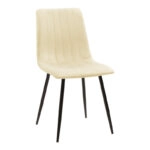 Τραπεζαρία Natali-Noor  σετ 3τεμ  MDF λευκό-μπεζ ύφασμα 80x80x76εκ