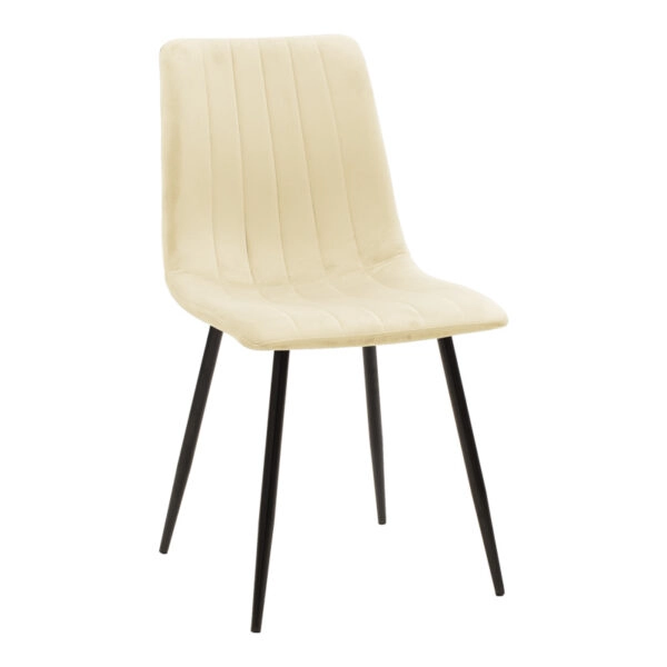 Τραπεζαρία Natali-Noor  σετ 3τεμ  MDF λευκό-μπεζ ύφασμα 80x80x76εκ