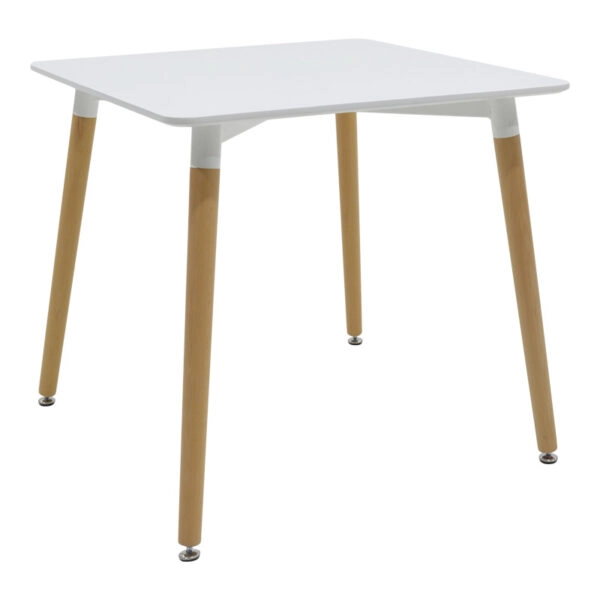 Τραπεζαρία Natali-Noor  σετ 3τεμ  MDF λευκό-μπεζ ύφασμα 80x80x76εκ