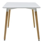 Τραπεζαρία Natali-Noor  σετ 3τεμ  MDF λευκό-μπεζ ύφασμα 80x80x76εκ