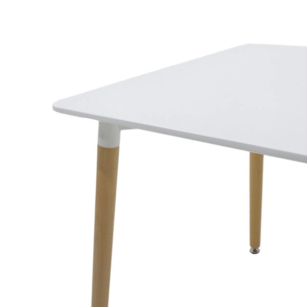 Τραπεζαρία Natali-Noor  σετ 3τεμ  MDF λευκό-μπεζ ύφασμα 80x80x76εκ