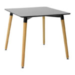Τραπεζαρία Natali-Noor  σετ 3τεμ  MDF μαύρο-μπεζ ύφασμα 80x80x76εκ