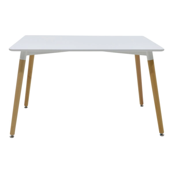 Τραπεζαρία Natali-Noor  σετ 5τεμ  MDF λευκό-μπεζ ύφασμα 120x80x76εκ
