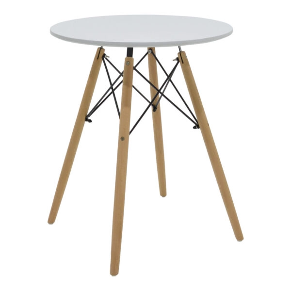 Τραπεζαρία Julita-Noor  σετ 3τεμ MDF λευκό-μπεζ ύφασμα Φ60x73εκ