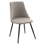 Τραπεζαρία Gustas-Giselle  σετ 5τεμ λευκό μαρμάρου-γκρι βελουδο 120x80x76εκ