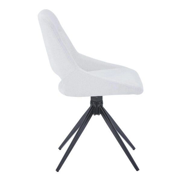 Τραπεζαρία Gustas-Luciano I  σετ 5τεμ λευκό μαρμάρου-κρεμ υφασμα 120x80x76εκ