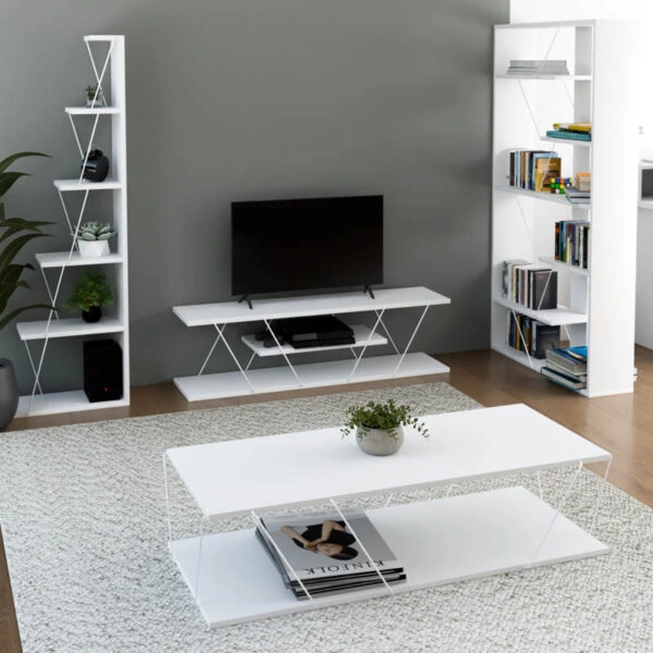 Φοιτητικό πακέτο επίπλων σαλονιού Tars  λευκό σετ 4τεμ