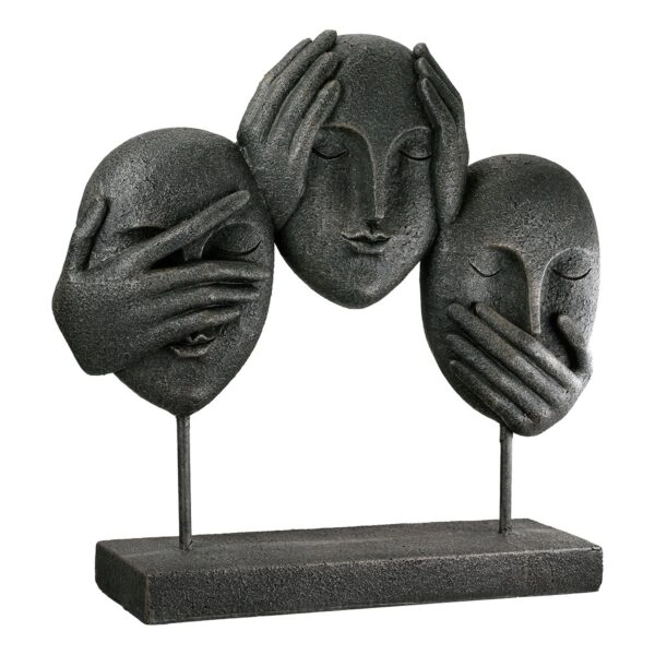 Γλυπτό Face "3 Faces" Πολυρεζίνη Μαύρο PU 30x8.5x29.5cm