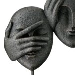 Γλυπτό Face "3 Faces" Πολυρεζίνη Μαύρο PU 30x8.5x29.5cm
