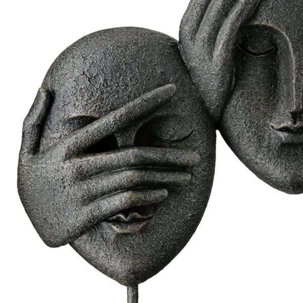 Γλυπτό Face "3 Faces" Πολυρεζίνη Μαύρο PU 30x8.5x29.5cm