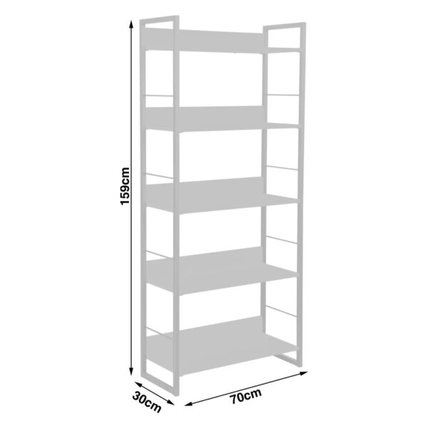 Βιβλιοθήκη Dorfie  σε φυσική απόχρωση με μαύρο μέταλλο 70x30x159εκ