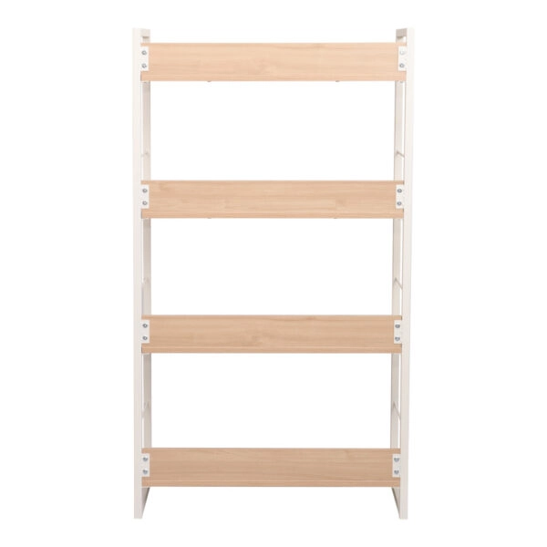 Βιβλιοθήκη Dorfie σε φυσική απόχρωση με λευκό μέταλλο 70x30x124.5εκ