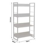 Βιβλιοθήκη Dorfie σε φυσική απόχρωση με λευκό μέταλλο 70x30x124.5εκ