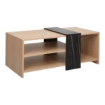 Τραπέζι σαλονιού Cozeto  σε φυσική απόχρωση με όψη μαρμάρου 100x53x41.5εκ