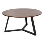 Τραπέζι σαλονιού Berton  σε καρυδί απόχρωση με μαύρο μέταλλο Φ80x40εκ