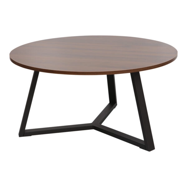 Τραπέζι σαλονιού Berton  σε καρυδί απόχρωση με μαύρο μέταλλο Φ80x40εκ