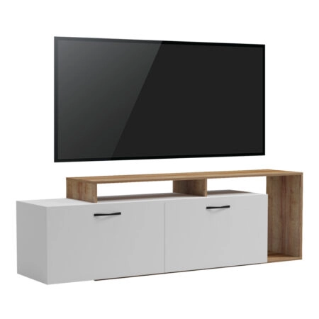 Έπιπλο τηλεόρασης Tobler  σε oak- λευκή απόχρωση 170x40x53εκ