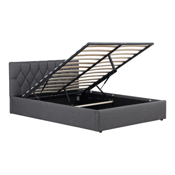 Κρεβάτι διπλό Kamaho ύφασμα ανθρακί με αποθηκευτικό χώρο 160x200εκ