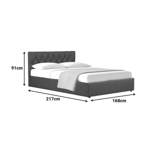 Κρεβάτι διπλό Kamaho ύφασμα ανθρακί με αποθηκευτικό χώρο 160x200εκ