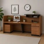 Γραφείο reception επαγγελματικό Oscar καρυδί-ανθρακί 180x65x110εκ