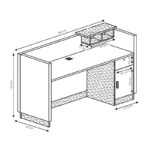Γραφείο reception επαγγελματικό Oscar καρυδί-ανθρακί 180x65x110εκ