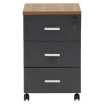 Συρταριέρα επαγγελματική τροχήλατη Oscar  3ων συρταριών καρυδί-ανθρακί 40x48x63εκ