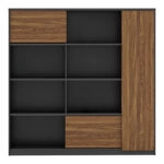 Βιβλιοθήκη-βιτρίνα γραφείου επαγγελματική Oscar μελαμίνη σε καρυδί-ανθρακί απόχρωση 180x40x180εκ